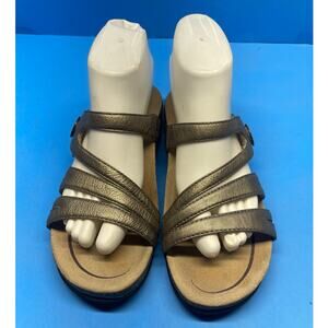 ABEO Cork Slide Women's Metallic Gold Adjustable Strap Size 8.5 Sandals